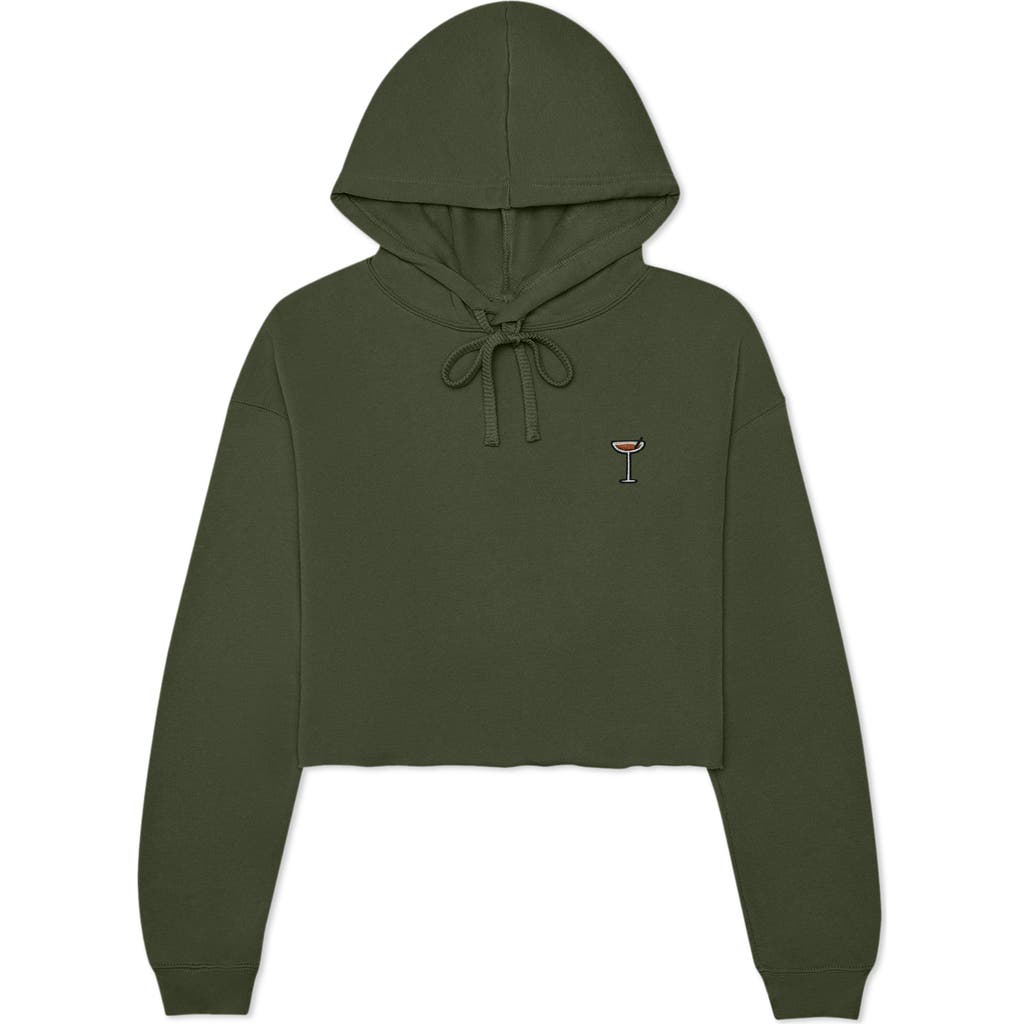 Dalix Espresso Martini Cropped Hoodie In Military Green