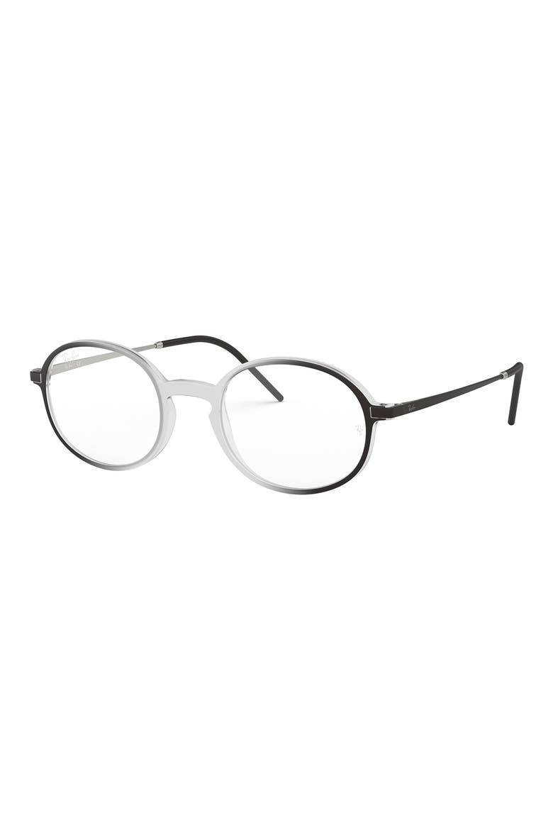 50mm Oval Optical Glasses, Alternate, color, ROSE GOLD BLACK