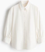 H&M Balloon-sleeved Cotton Shirt