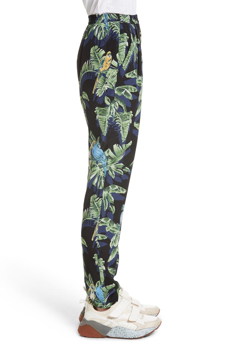 Stella McCartney Birds of Paradise Silk Crêpe de Chine Pants, Alternate, color, 