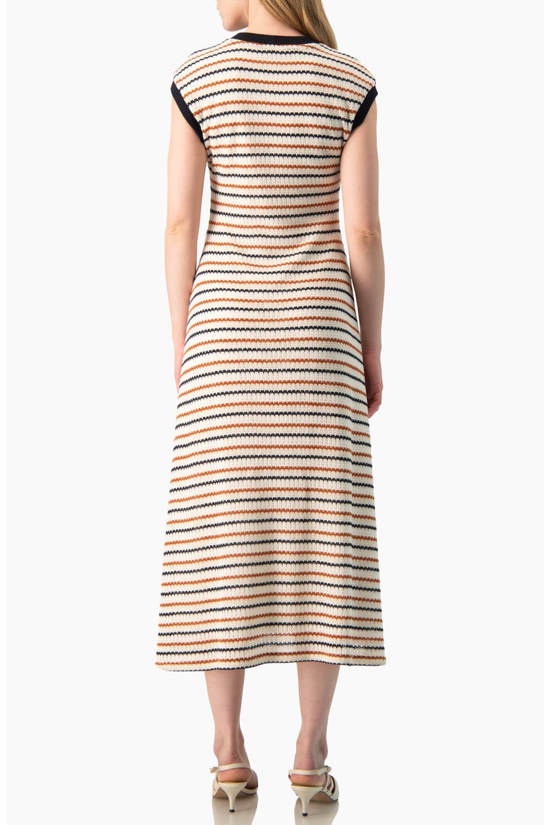 Fit-and-Flare Striped Knit Dress, Alternate, color, Ivory