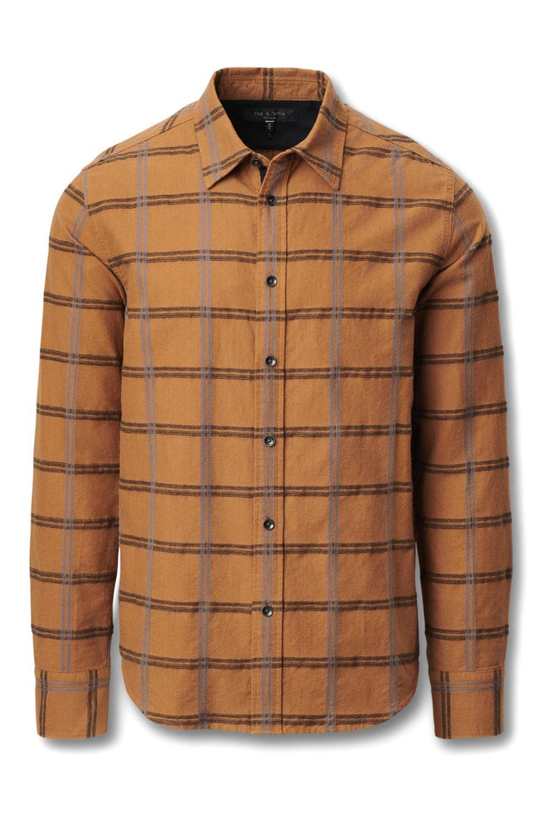 Tomlin Plaid Brushed Oxford Button-Up Shirt, Alternate, color, RUST