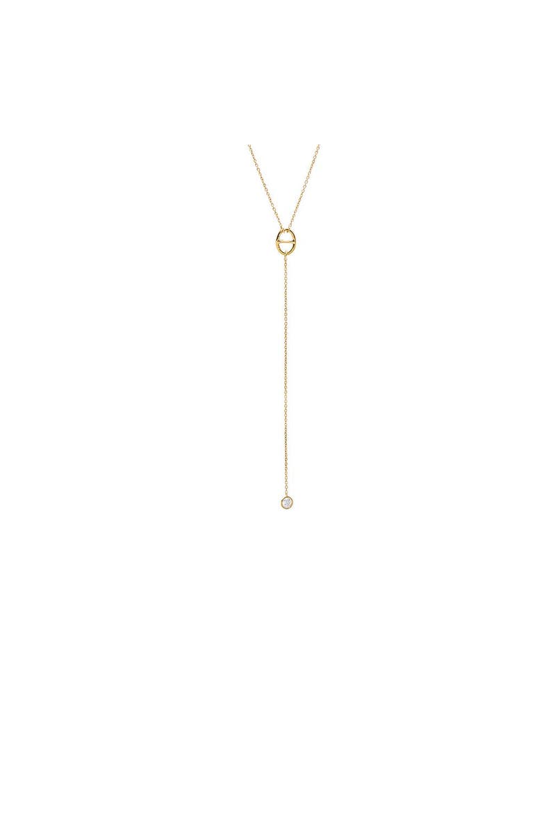 BY ADINA EDEN Mariner & Dangling Bezel Lariat Necklace 14K, Main, color, 14K Gold