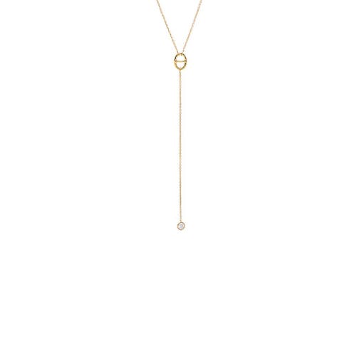 Mariner & Dangling Bezel Lariat Necklace 14K