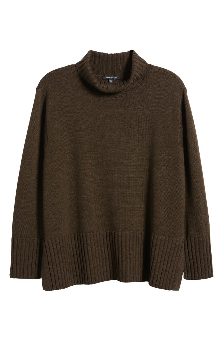 Eileen Fisher Turtleneck Merino Wool Sweater, Alternate, color, Wren