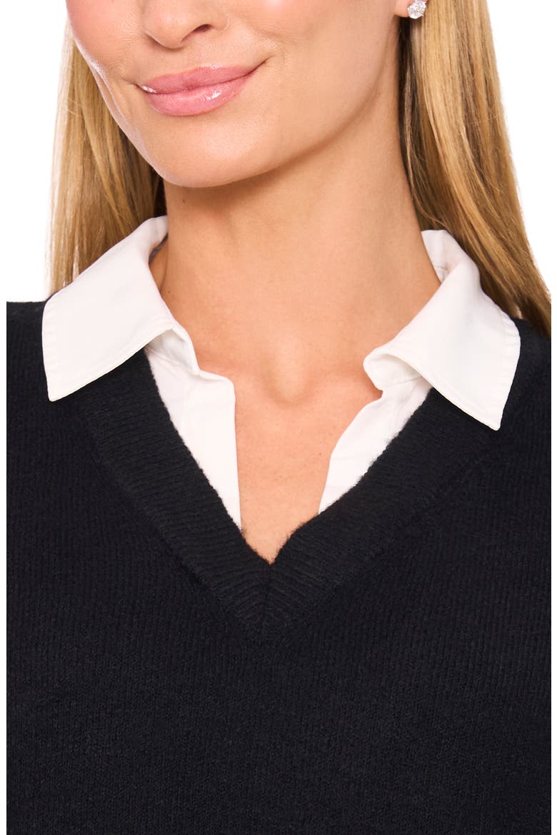 Layered Look Sweater, Alternate, color, RICH BLACK