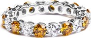 Haus of Brilliance 14K White Gold 3.00 Ctw Alternating White and Yellow Lab-Grown Diamond Eternity Band Ring