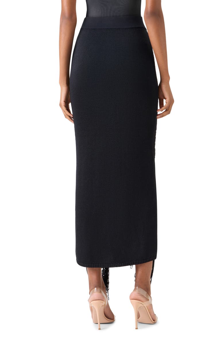 Akris Fringed Silk Knit Skirt, Alternate, color, Black