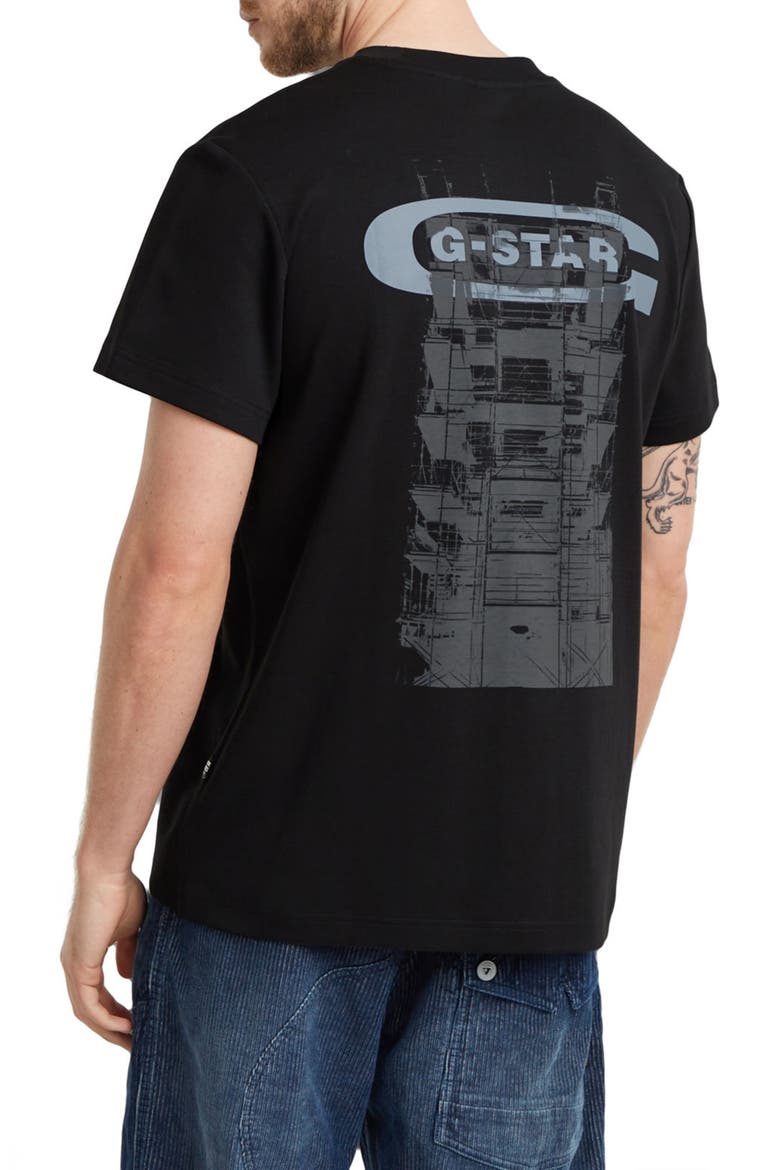 Scaffolding Back Organic Cotton Graphic T-Shirt, Alternate, color, DARK BLACK