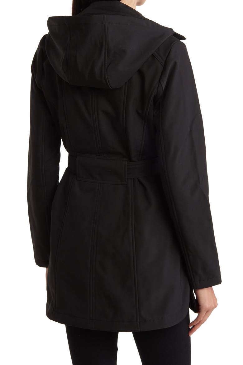 Water-Resistant Hooded Double-Breasted Trench Coat (Women