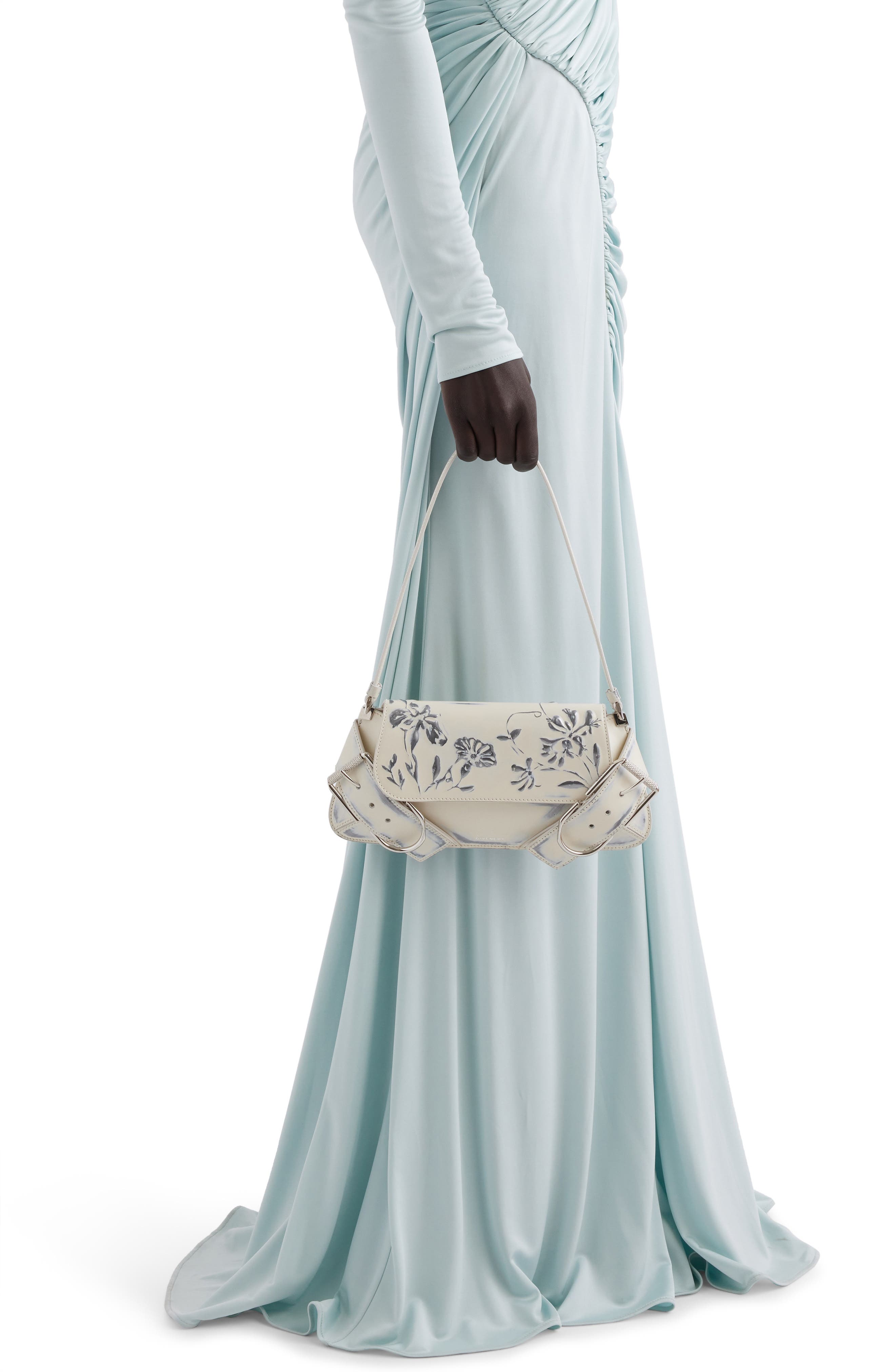 Givenchy Voyou Flowers Leather Flap Shoulder Bag, Alternate, color, 