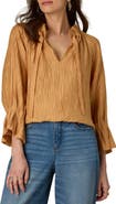 Wit & Wisdom Pleated Tie Neck Top