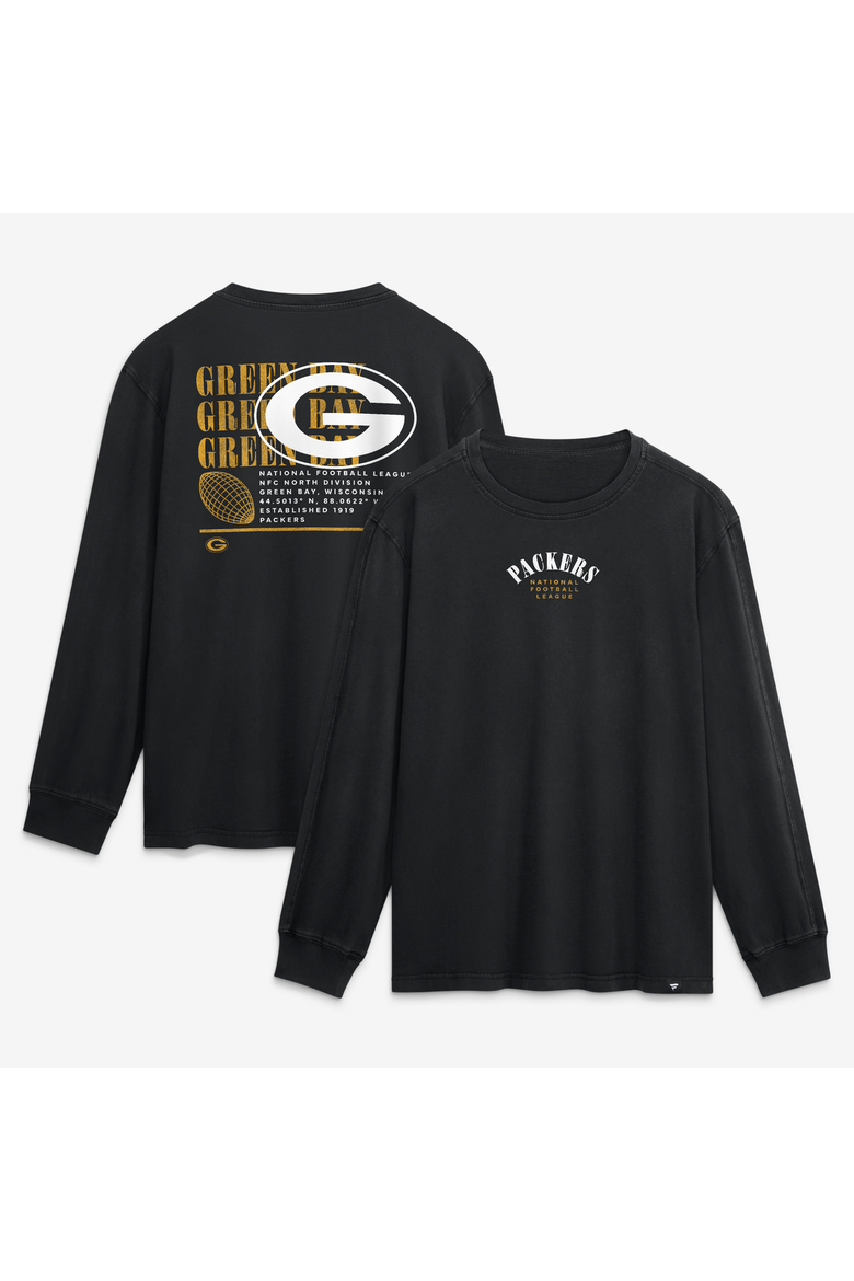Men's Fanatics Black Green Bay Packers Relaxed Fullback Drive Long Sleeve Fashion Top, Main, color, Black