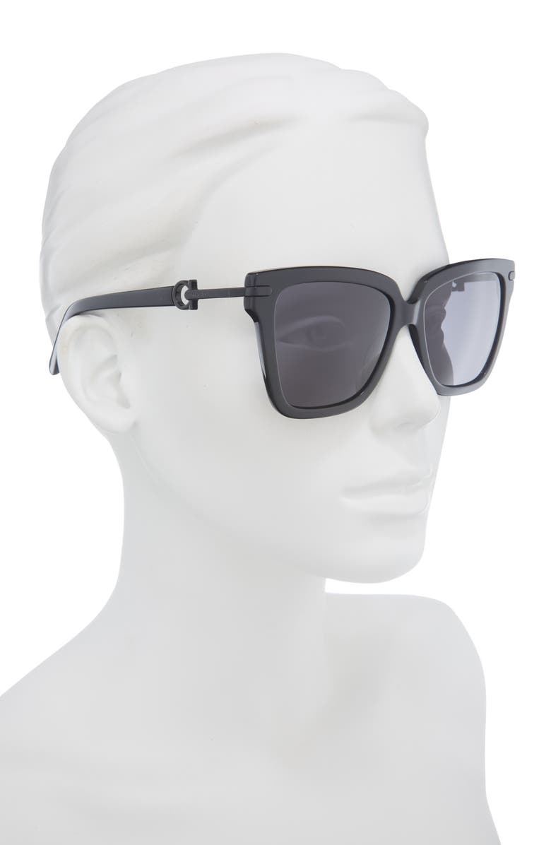 FERRAGAMO 57mm Square Sunglasses, Alternate, color, Black