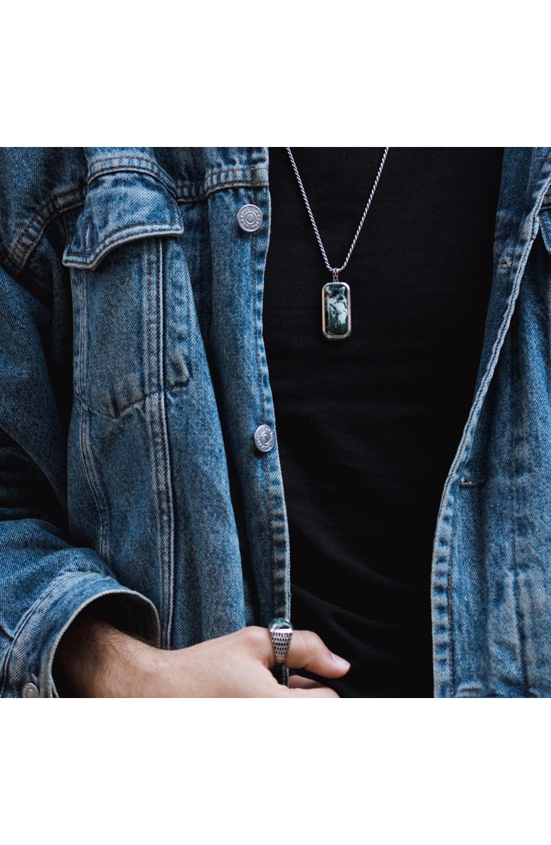 LuvMyJewelry Tree Agate Sterling Silver Men Tag Necklace, Alternate, color, Silver