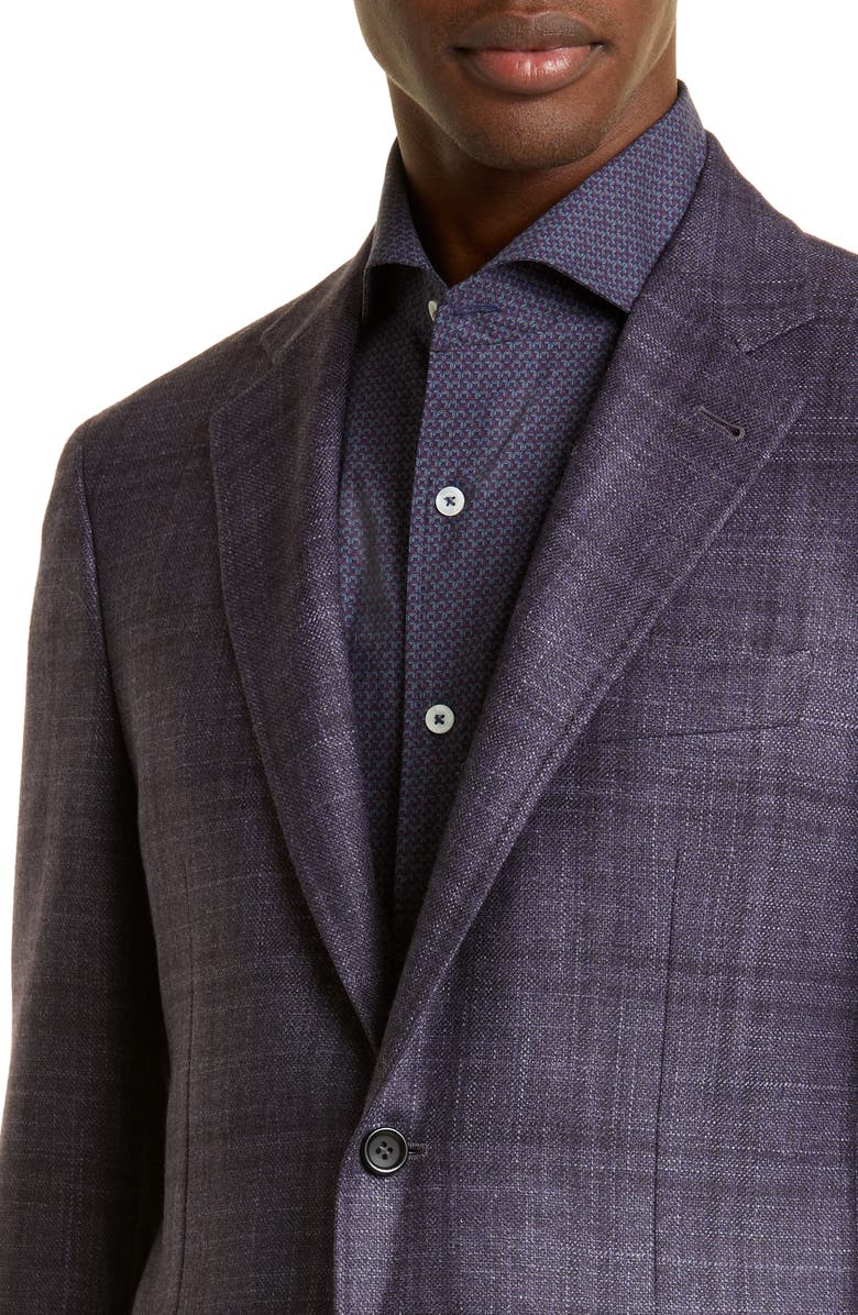 Canali Kei Plaid Wool & Cashmere Sport Coat, Alternate, color,