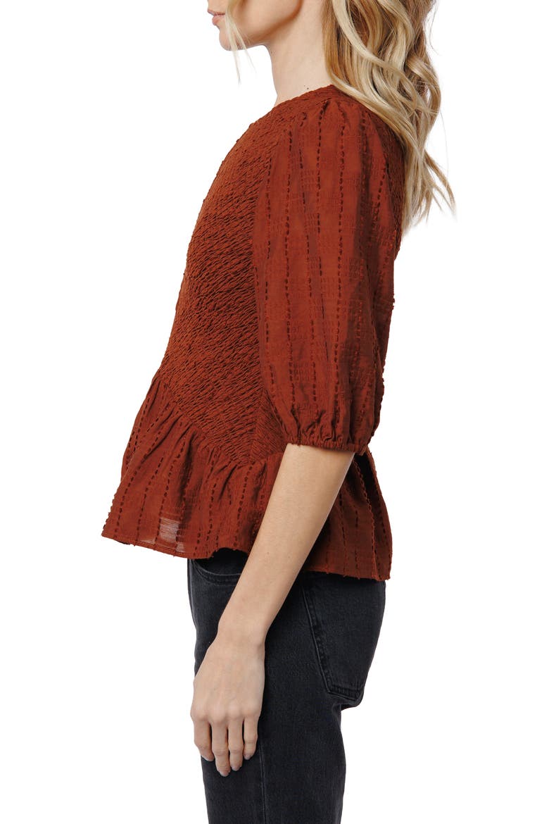 Esra Peplum Top, Alternate, color, BROWN