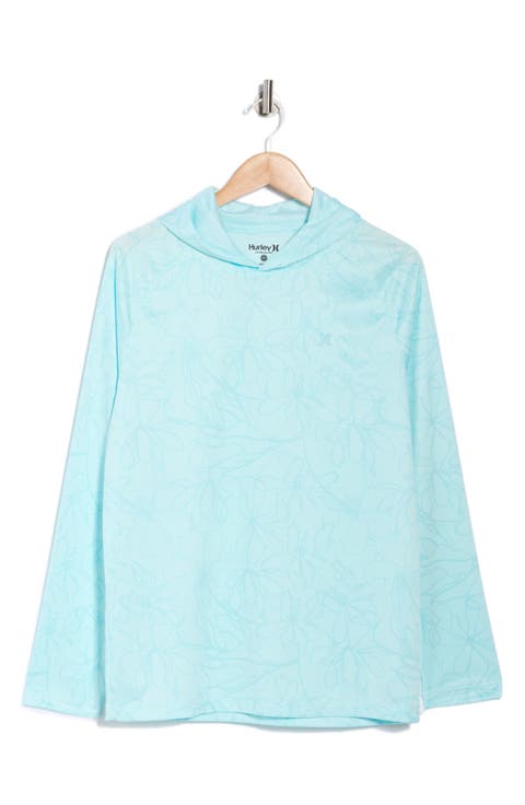 Floral Lines UPF 50+ Long Sleeve Hooded Swim Shirt