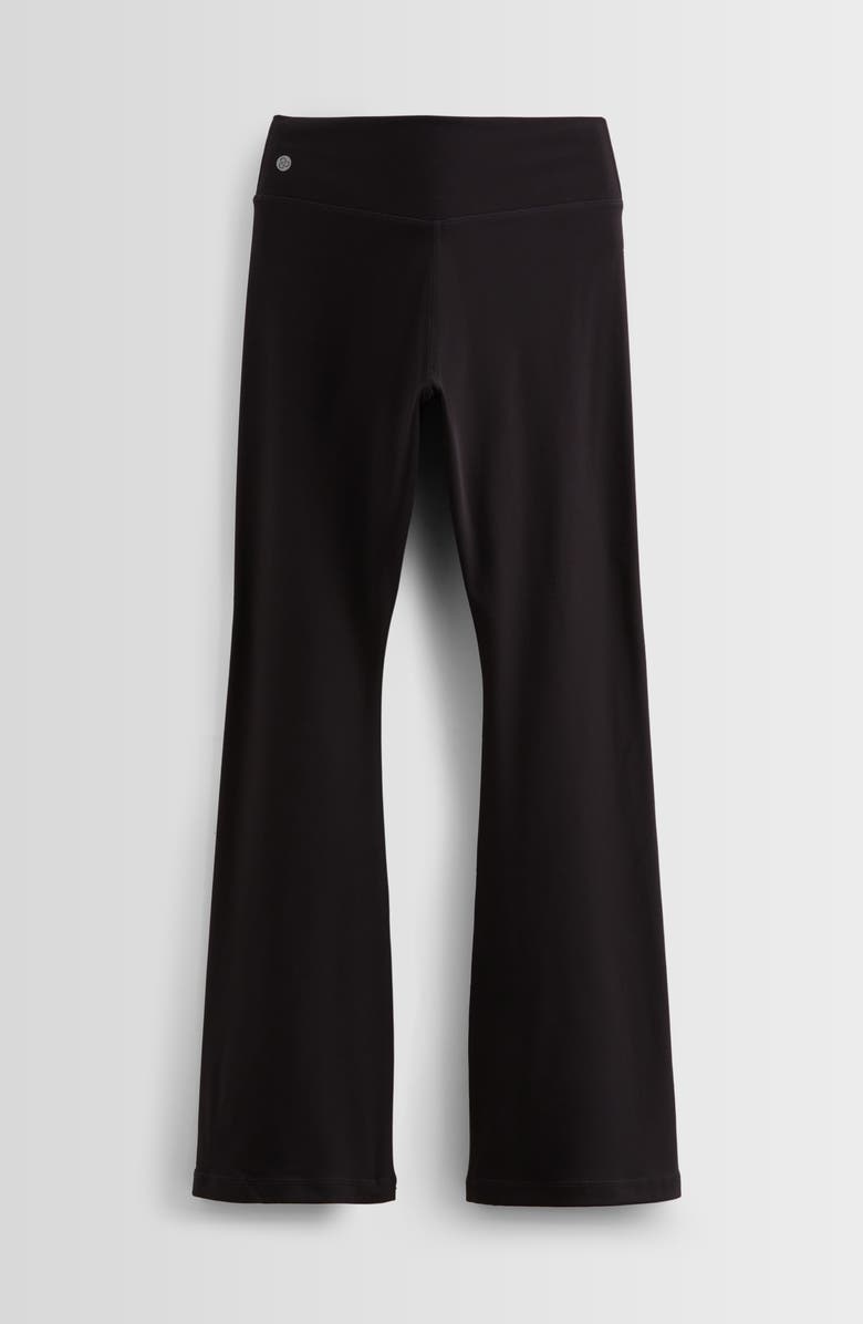 Zella Girl Kids' Live By Crossover High Waist Flare Leggings, Alternate, color, Black