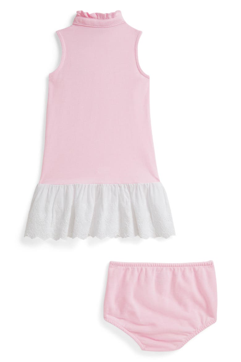 Mixed Media Cotton Piqué Sleeveless Dress & Bloomers, Alternate, color, CARMEL PINK
