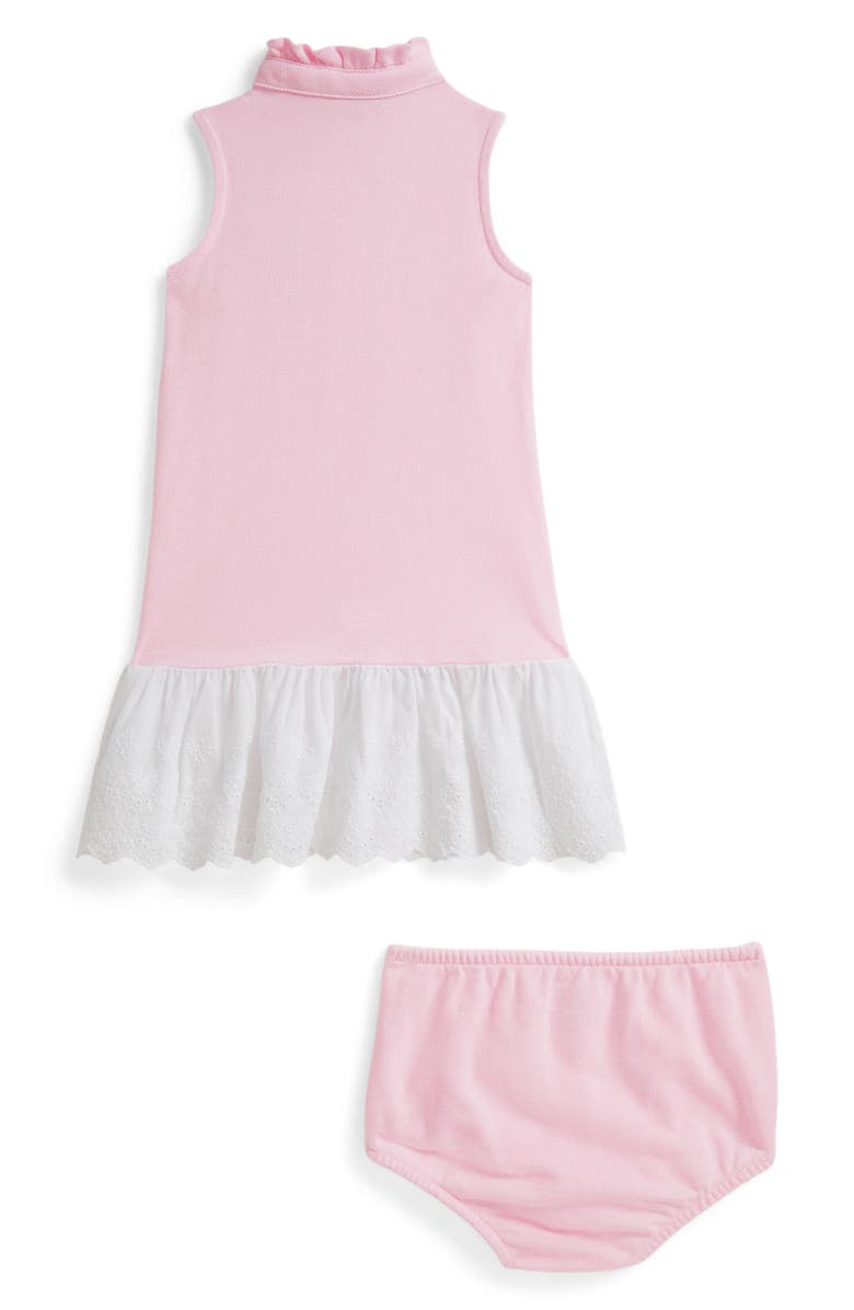 Ralph Lauren Mixed Media Cotton Piqué Sleeveless Dress & Bloomers, Alternate, color, Carmel Pink