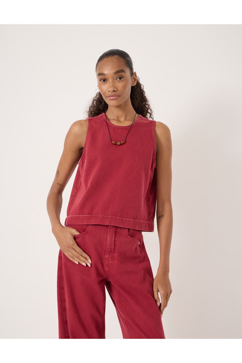 Valerie Denim Shell Top, Main, color, Red