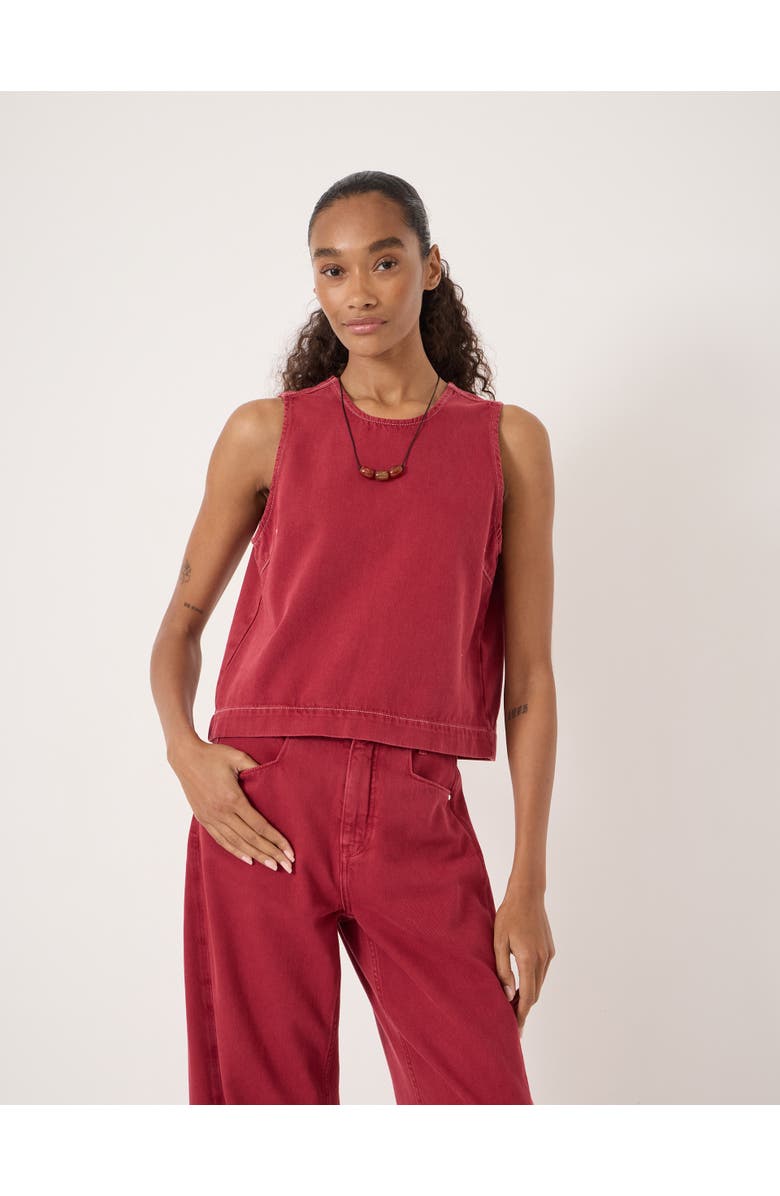 Hush Valerie Denim Shell Top, Main, color, Red
