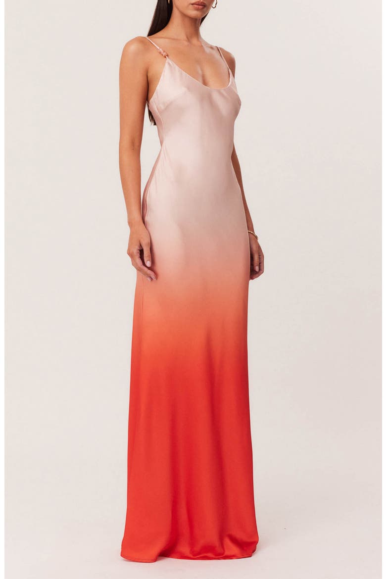 Amaya Ombré Satin Slipdress, Alternate, color, PEACH OMBRE