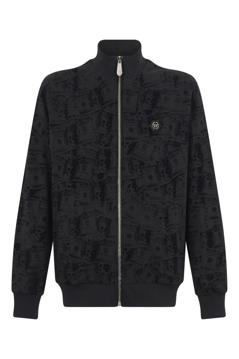 Tracksuit Jacket All-Over Dollar Men, Main, color, black/black