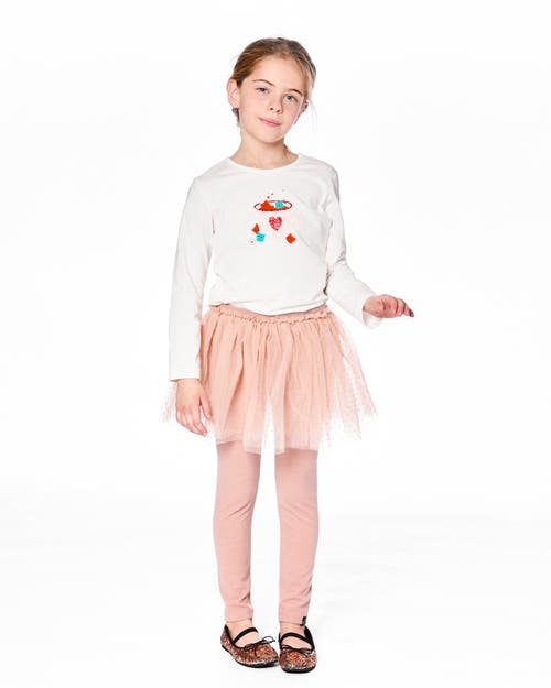 Deux Par Deux Organic Cotton Long Sleeve T-shirt With Hot Chocolate In White