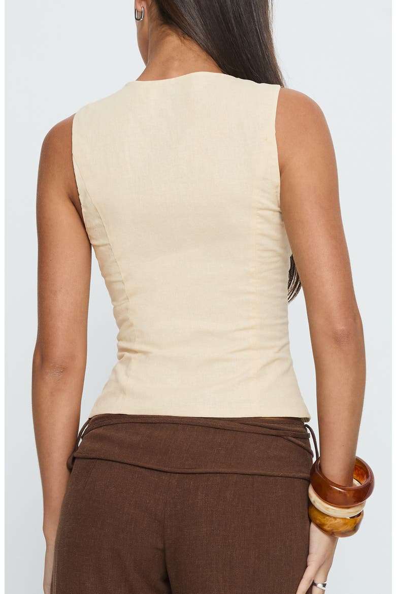 Heleena Keyhole Cotton & Linen Zip Tank, Alternate, color, CREAM
