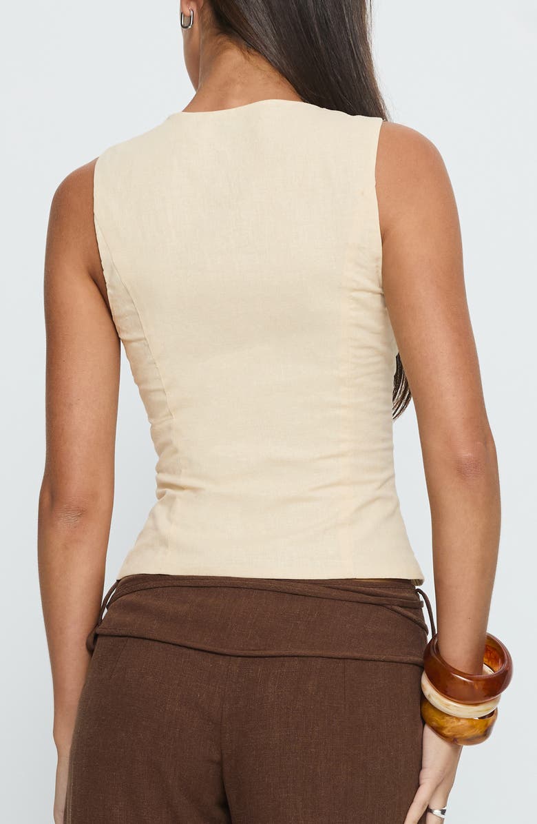 Princess Polly Heleena Keyhole Cotton & Linen Zip Tank, Alternate, color, Cream