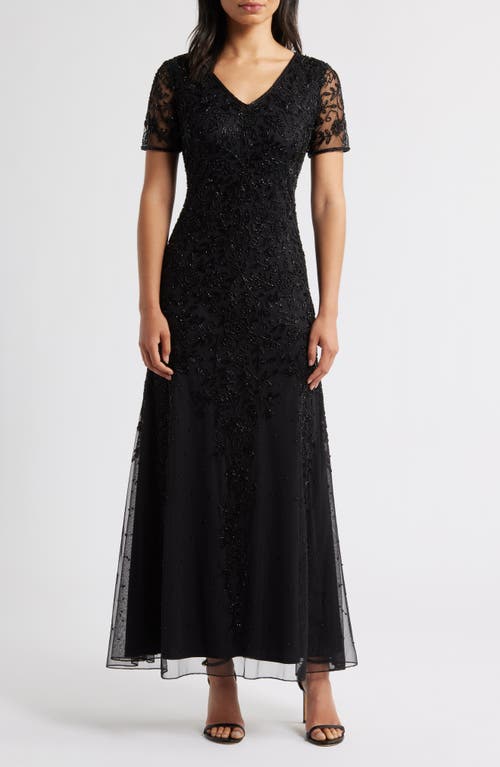 Pisarro Nights Beaded Chiffon Gown In Black