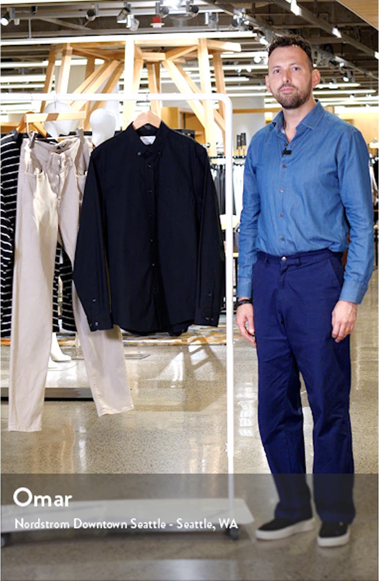 Trim Fit Solid Stretch Button-Down Shirt, sales video thumbnail