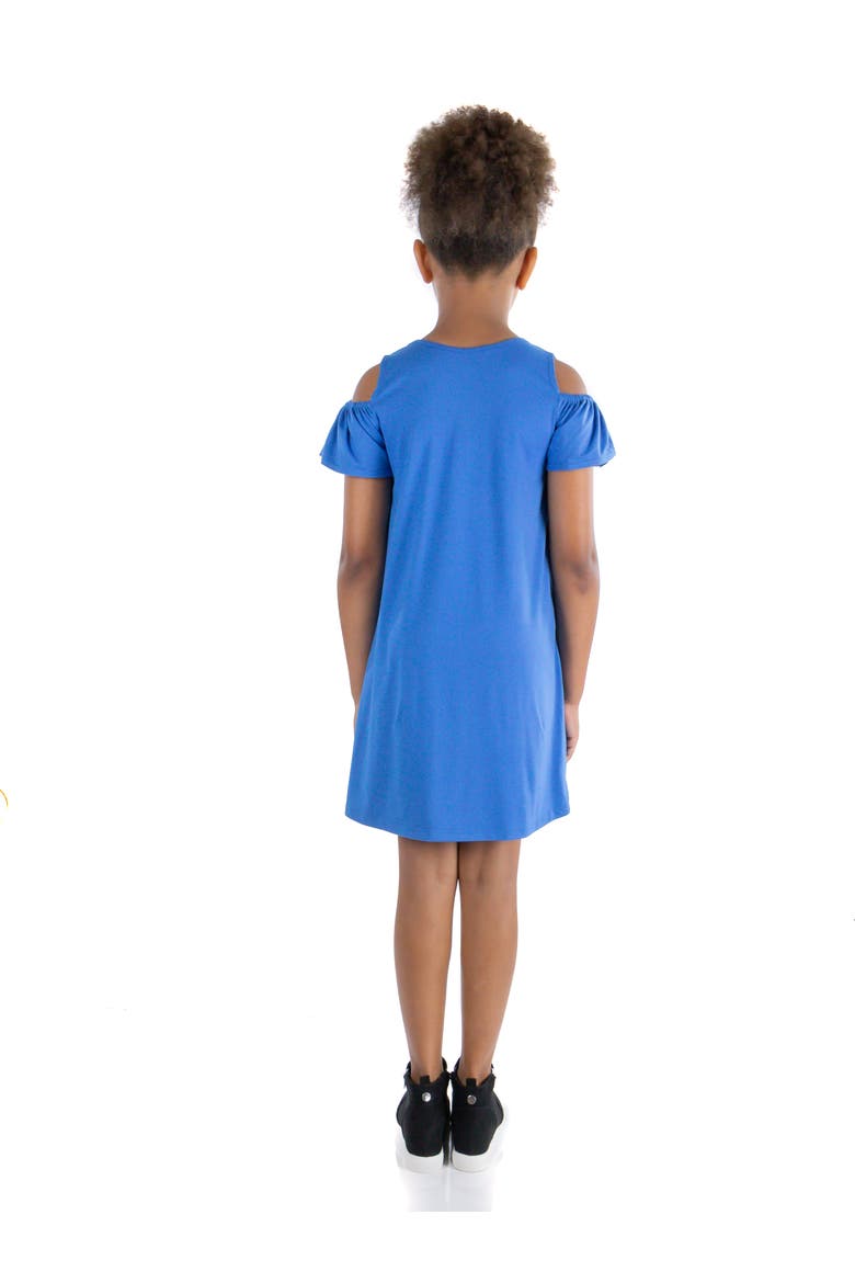 Pleated Cold Shoulder Summer Dress, Alternate, color, Turq