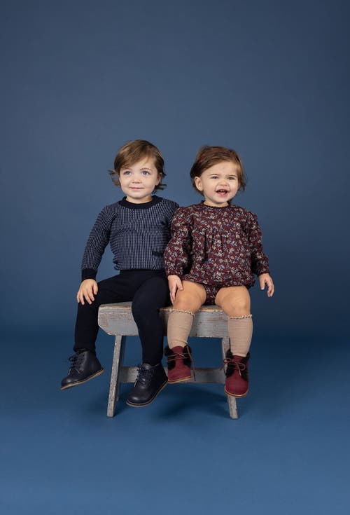 Looms Knits Looms Brushed Floral Dress Collection In Burgundy