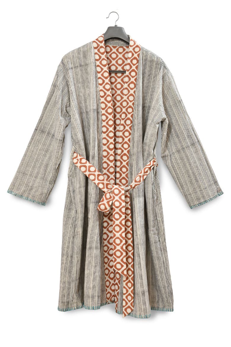Block Print Reversible Robe, Alternate, color, Block Print