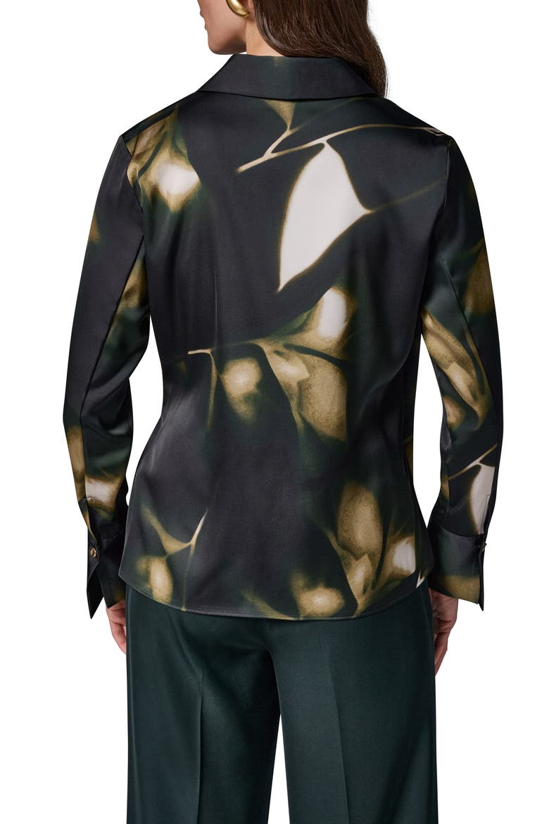 Notched Collar Satin Wrap Blouse, Alternate, color, OLIV BRINE