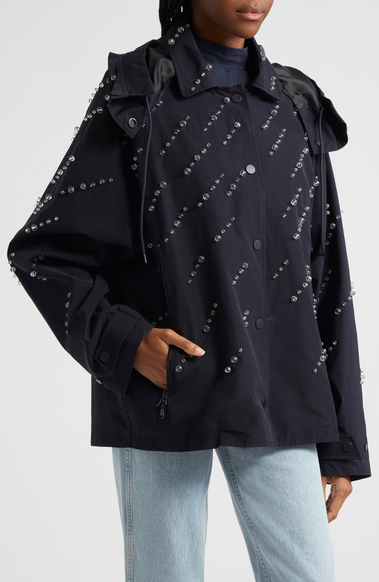3.1 Phillip Lim Crystal Detail Hooded Cotton Blend Utility Jacket, Alternate, color, 