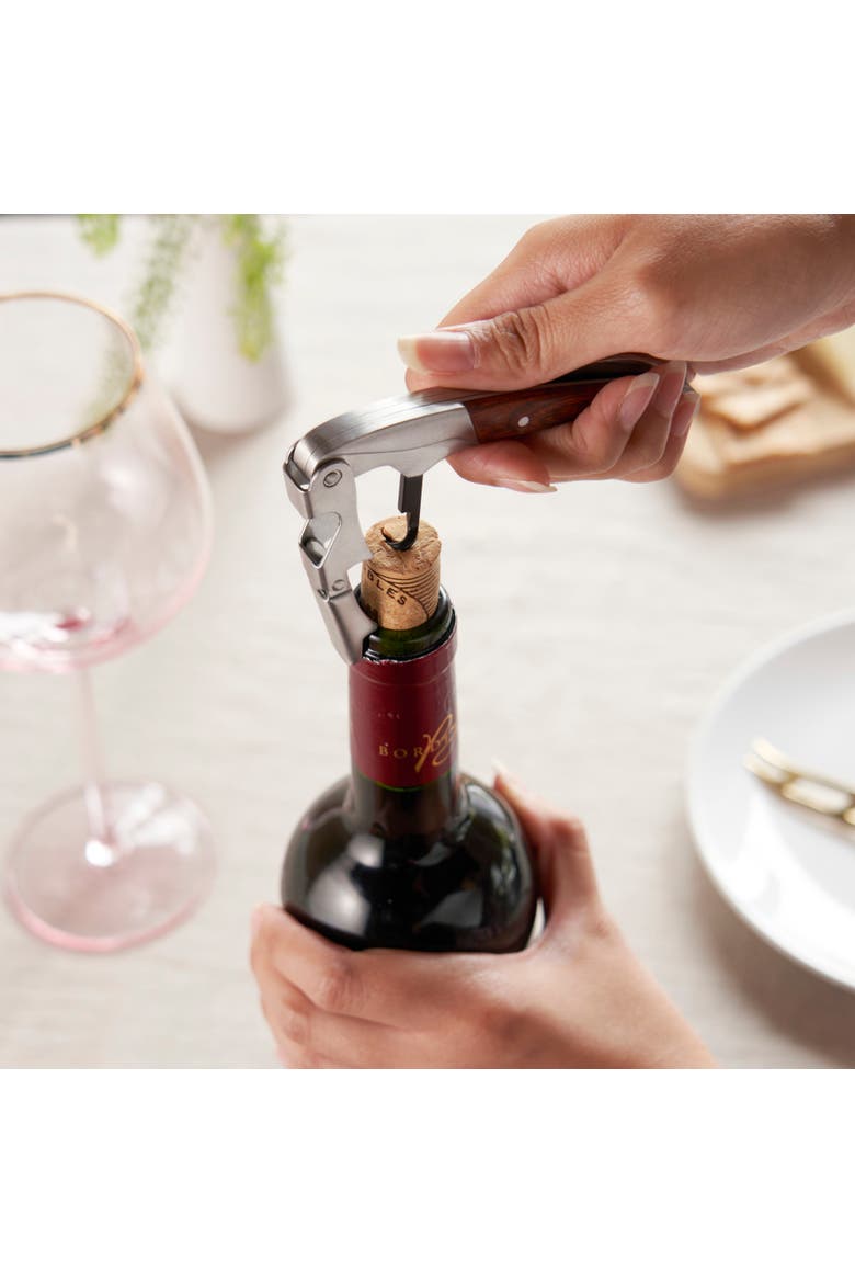 Wooden Handled Double-Hinged Corkscrew in Gift Box, Alternate, color, Wood