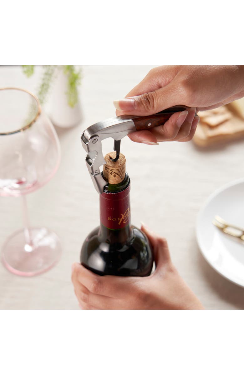 TWINE Wooden Handled Double-Hinged Corkscrew in Gift Box, Alternate, color, Wood