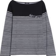 Balmain Paris Logo Marinière Stripe Cotton T-Shirt
