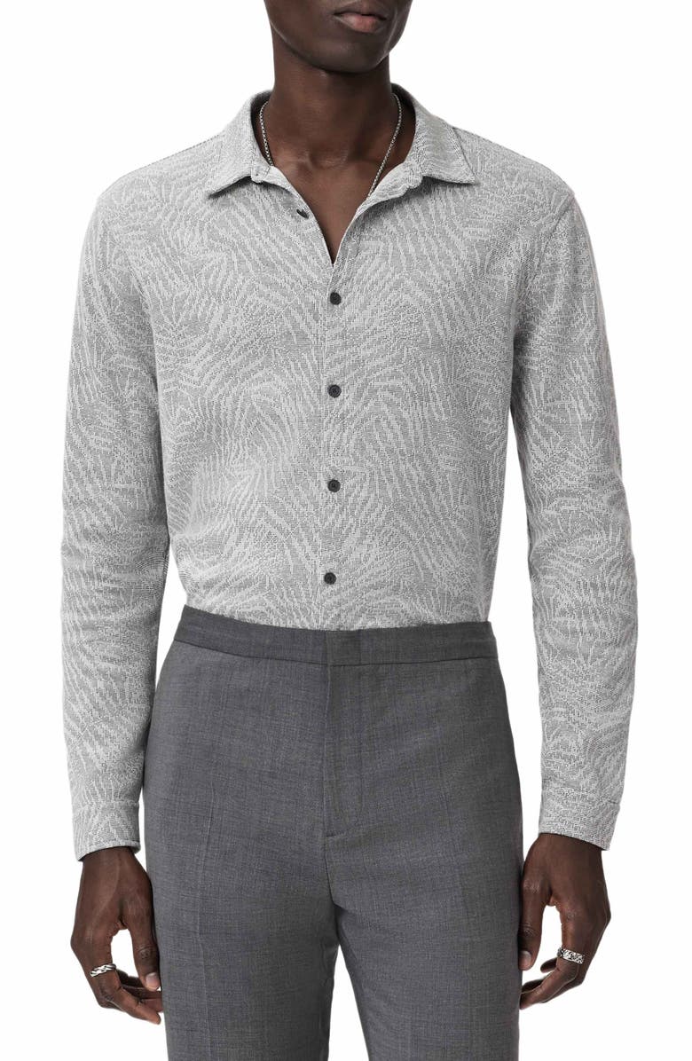John Varvatos Paladino Jacquard Button-Up Shirt, Main, color, Grey Sky