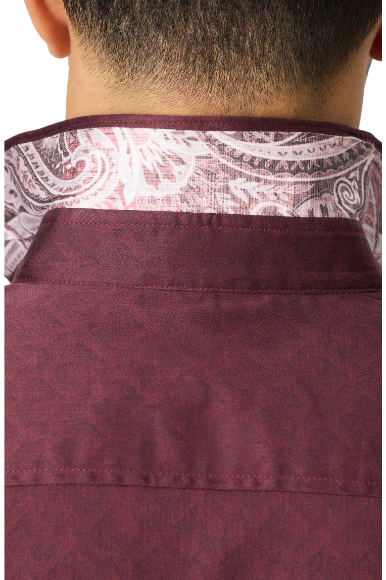 Dimella Tailored Jacquard Shirt, Alternate, color, BURGUNDY