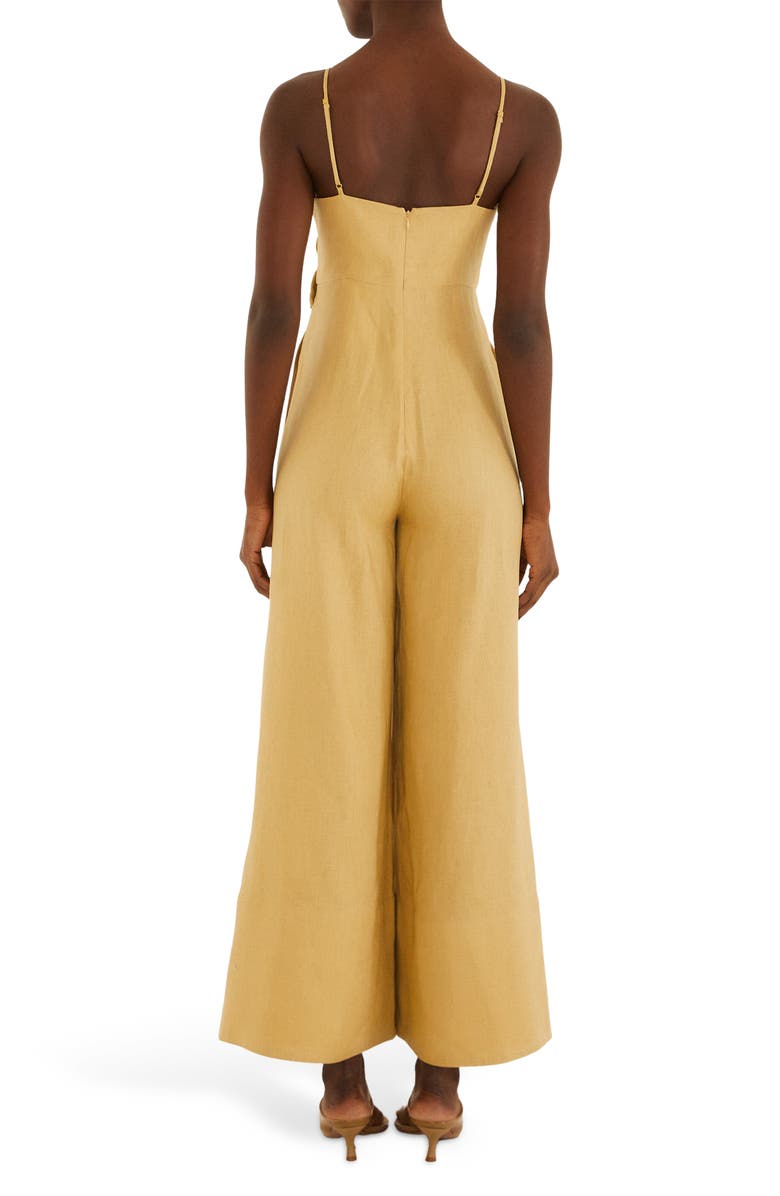 FARM Rio Sand Flowered Wide Leg Jumpsuit, Alternate, color, Sand