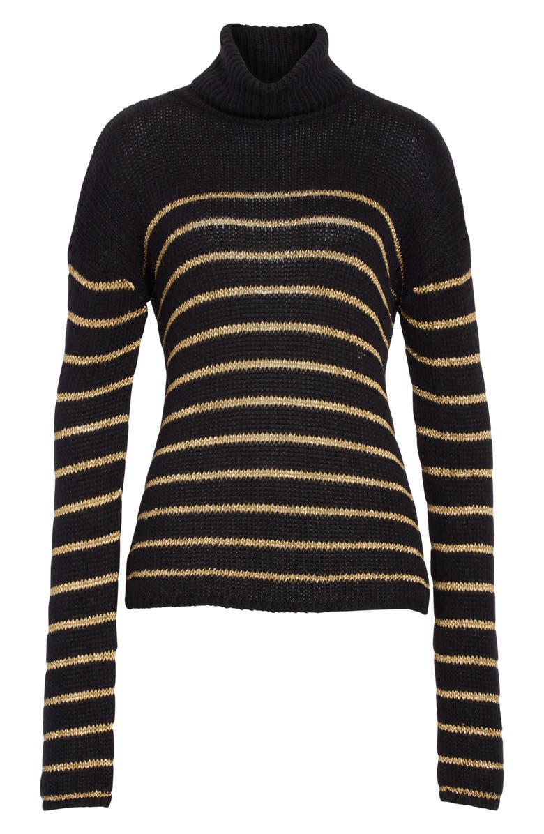 A.L.C. Elisa Metallic Stripe Turtleneck Sweater, Alternate, color, 