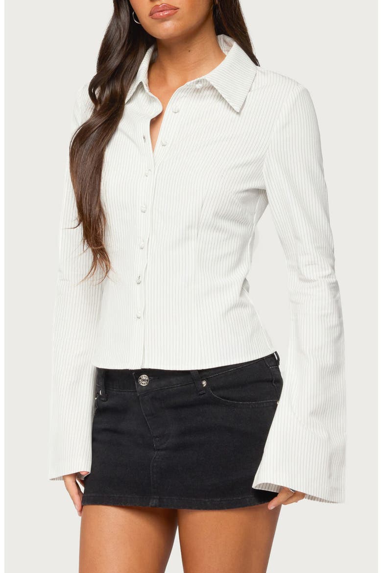 Pinstriped Tailored Shirt, Alternate, color, WHITE