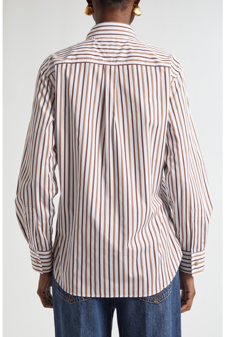Bold Stripe Cotton Poplin Button-Up Shirt, Alternate, color, 9070 CHALK/ TOFFEE/ BROWN