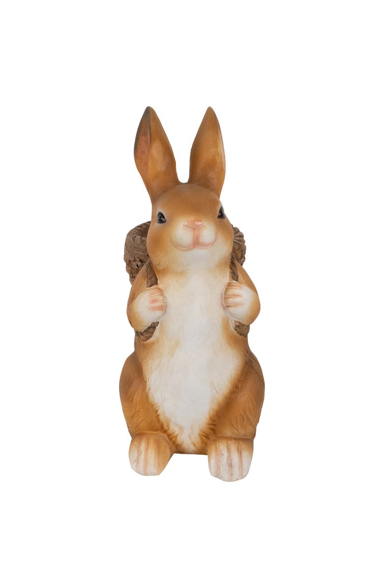 Northlight Standing Bunny Carrying a Basket Outdoor Garden Statue - 16.75", Main, color, Brown