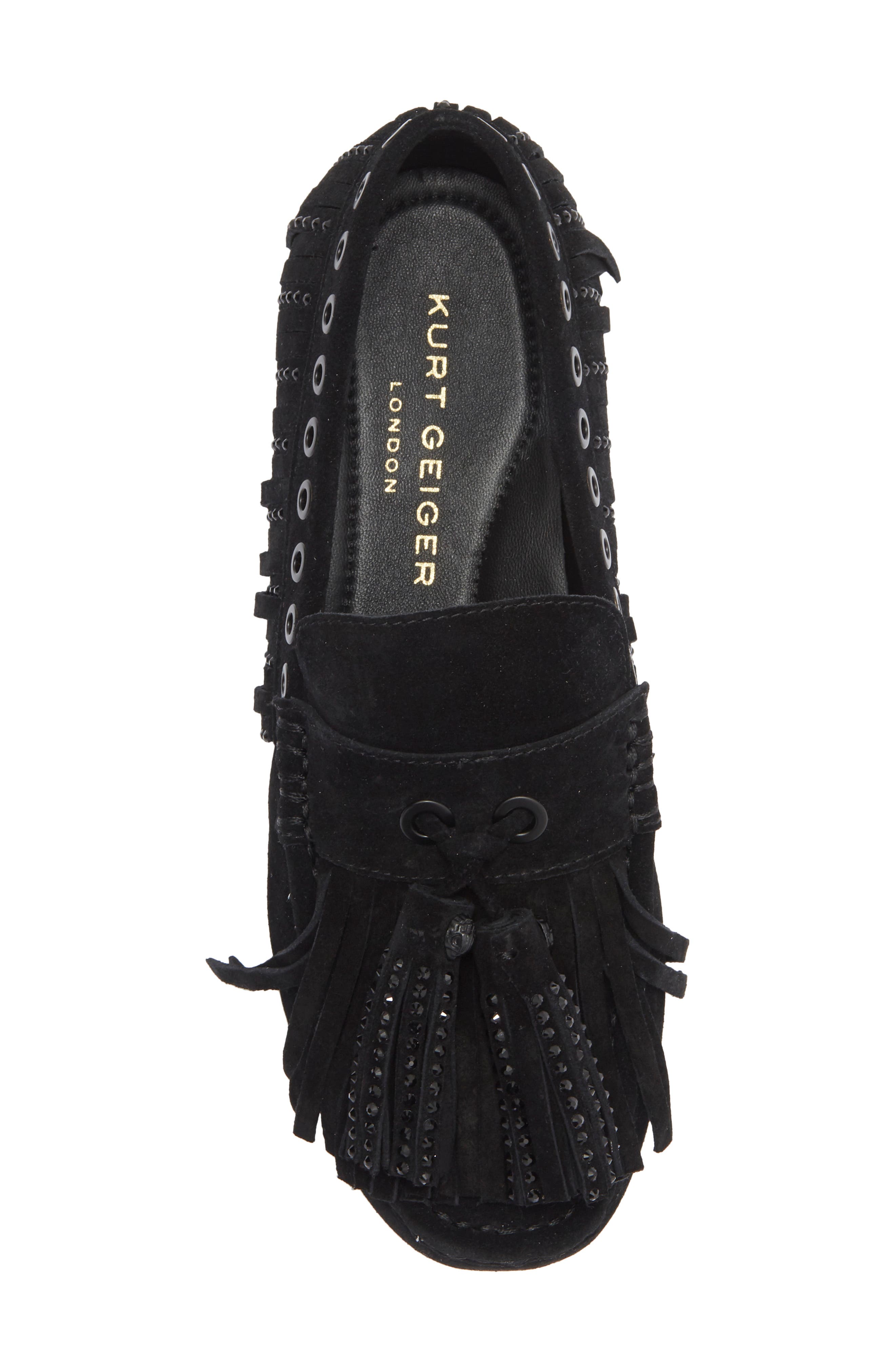 Kurt Geiger London Tassel Fringe Loafer, Alternate, color, Black